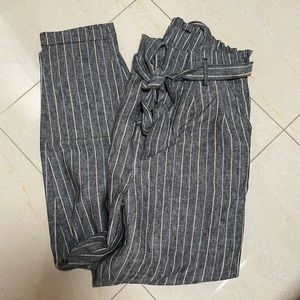 LOVE TREE STRIPED PAPER BAG PANTS